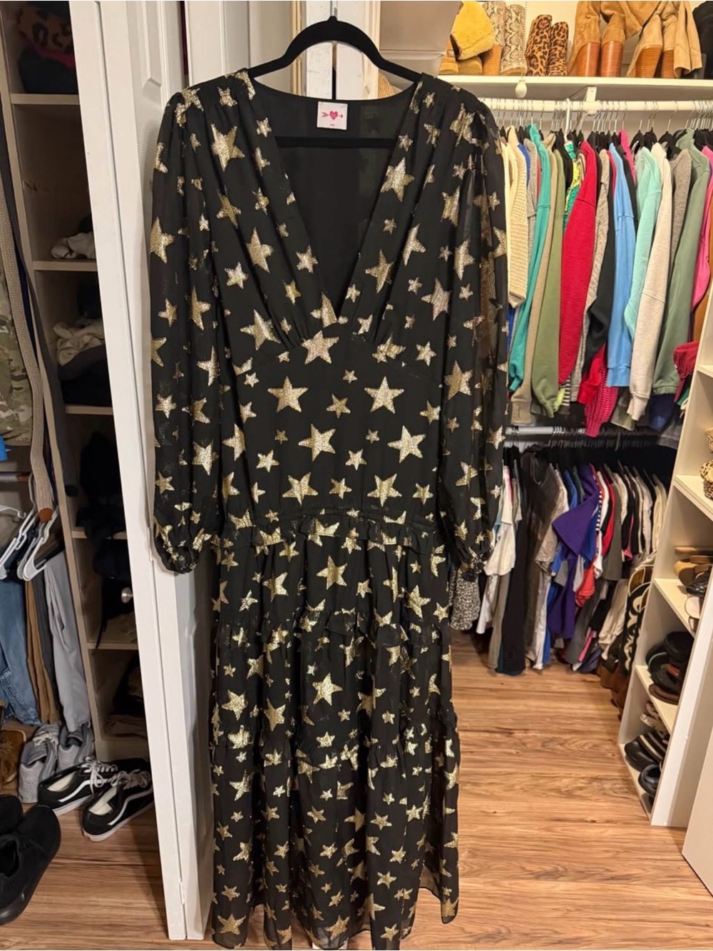 Buddy Love Black Maxi Dress with Gold Star Motif
